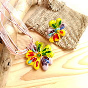 Украшения handmade. Livemaster - original item Jewelry made of art glass Summer flowers, fusing jewelry. Handmade.