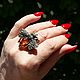 Order Bee Insect Ring with Amber cocktail large Attractive. BalticAmberJewelryRu Tatyana. Livemaster. . Rings Фото №3