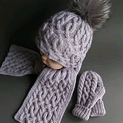 Одежда детская handmade. Livemaster - original item Set: grey with arans (hat, scarf, mittens), 1-1,5 years old. Handmade.