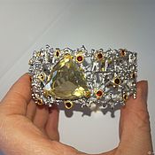 Украшения handmade. Livemaster - original item Silver bracelet with rauchcitrine and garnets. Handmade.