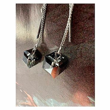 Винтаж ручной работы. Ярмарка Мастеров - ручная работа Винтаж: Black Diamond. Серебряные протяжки с кристаллами Сваровски. Handmade.