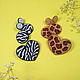 Leopard Heart Brooch and Leopard Earrings Beige Embroidery. Brooches. Zveva. My Livemaster. Фото №6