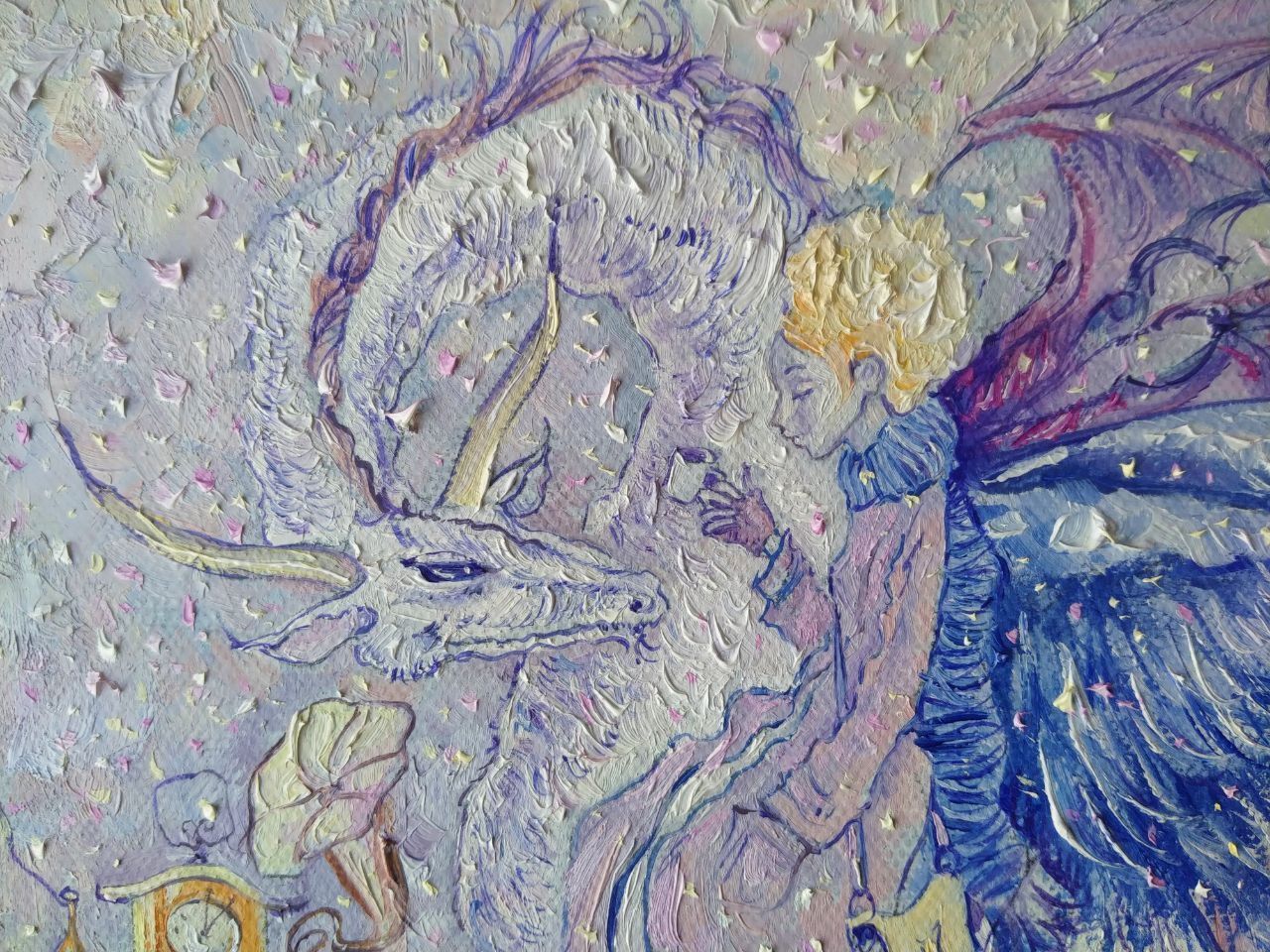 Картина маслом ангелок и дракон "Путешествие с драконом", Картины, Астрахань,  Фото №1