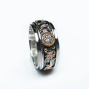 Украшения handmade. Livemaster - original item Silver ring with gold overlay and zircon. Handmade.