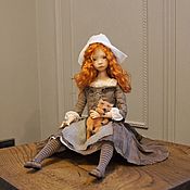Интерьерная текстильная кукла в шапочке-совушке