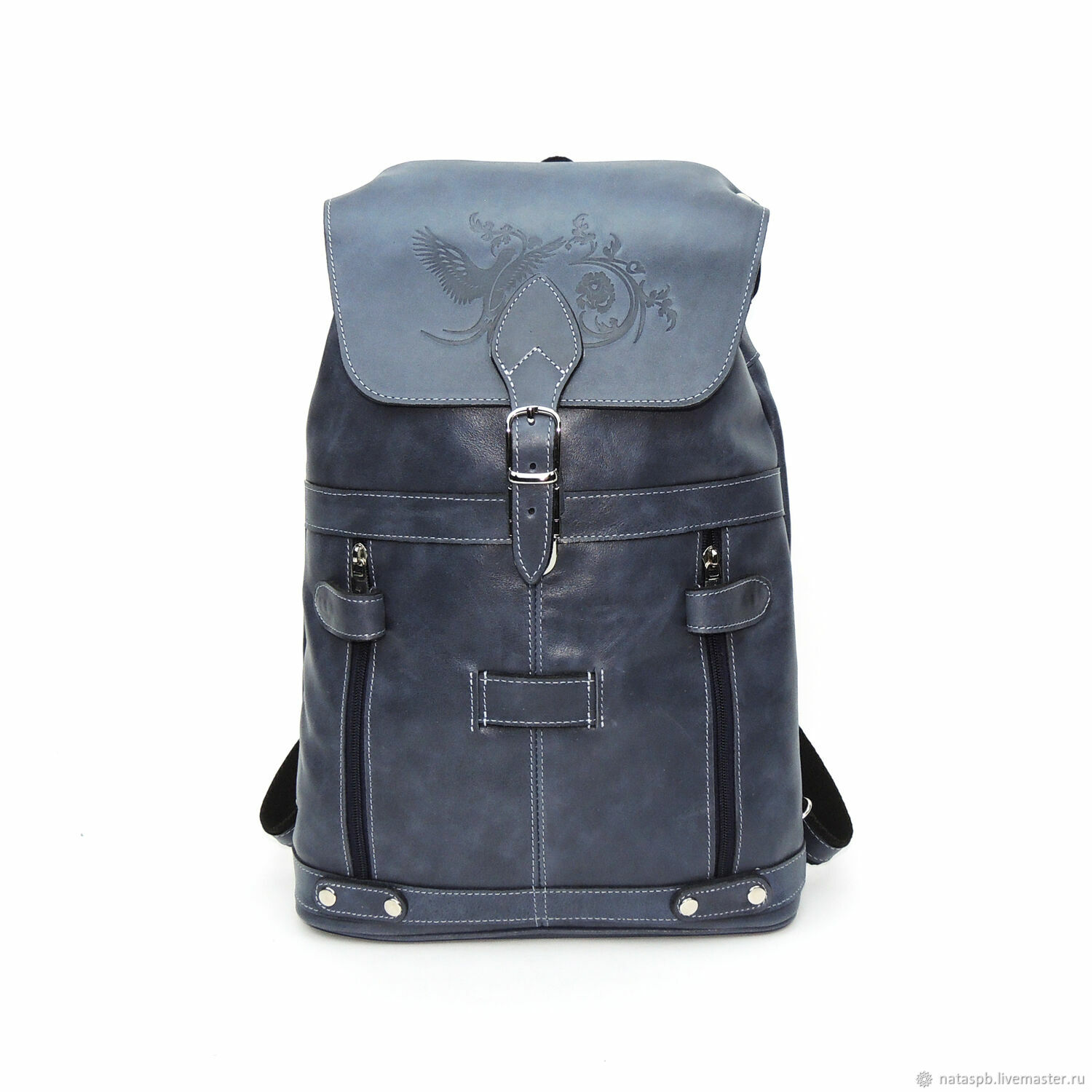 Backpack leather blue women's Blue bird Fashion R13p-661, Backpacks, St. Petersburg,  Фото №1
