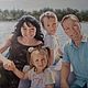 Семейный портрет по фото. Отдых на природе, Картины, Москва,  Фото №1