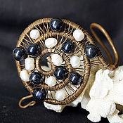 Украшения handmade. Livemaster - original item Copper bracelet with pearls 