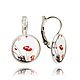 White decoration with flowers the gift of a friend 'Bright poppies', Earrings, Moscow,  Фото №1
