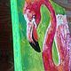Oil Painting Flamingo Canvas 25 x 25 Pink Bird. Pictures. matryoshka (azaart). My Livemaster. Фото №5