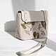 Leather Evening bag over the shoulder light with embroidery, Crossbody bag, Pskov,  Фото №1