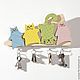 Wooden wall key holder with cats
