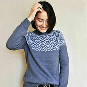 Одежда handmade. Livemaster - original item Jacquard knitted women`s Sweater, woolen jumper lopapeisa. Handmade.