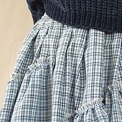 Одежда handmade. Livemaster - original item Long skirt long in blue and white check. Skirt style boho. Handmade.