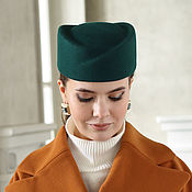 Аксессуары handmade. Livemaster - original item Hat-forage cap Elegance. Color dark green. Handmade.