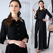 Одежда handmade. Livemaster - original item Black floor-length evening dress, long summer dress from a staple. Handmade.