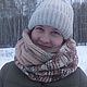 Снуд и варежки вязанные Молочный коктейль. Шарфы. Светлана Антропова (maminyruki). Интернет-магазин Ярмарка Мастеров.  Фото №2