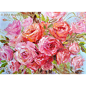 Картины и панно handmade. Livemaster - original item Pictures: A bouquet of roses. Oil.. Handmade.