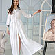 A long white dress, a floor-length shirt dress with a White Queen slit, Dresses, Novosibirsk,  Фото №1