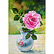 Painting Rose in a vase Oil 20 x 30 Still life with flower oil. Pictures. matryoshka (azaart). Online shopping on My Livemaster.  Фото №2