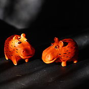 Для дома и интерьера handmade. Livemaster - original item Figurines. A couple of strawberry hippos.. Handmade.