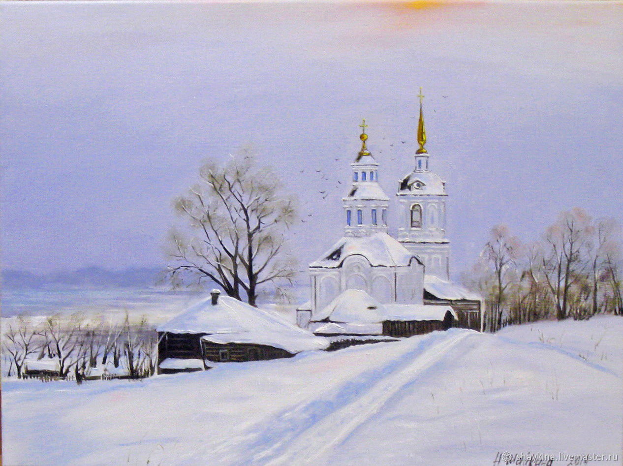 Художник Краевский Церковь зима