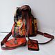 Custom-painted leather set for Katerina. Backpacks. Innela- авторские кожаные сумки на заказ.. Online shopping on My Livemaster.  Фото №2