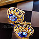 Cufflinks: Arman. Color: sapphire in gold. Men's cufflinks. for men, Cuff Links, Krasnodar,  Фото №1
