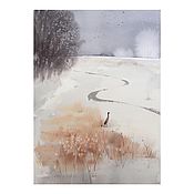 Картины и панно handmade. Livemaster - original item Copy of Watercolor painting. Winter landscape. Watercolor landscape. Handmade.