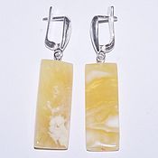 Украшения handmade. Livemaster - original item Rectangular earrings made of landscape royal amber.. Handmade.