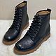 High-top boots, ostrich leather, dark blue!. Boots. SHOES&BAGS. My Livemaster. Фото №5