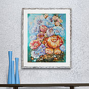 Картины и панно handmade. Livemaster - original item Floral oil painting canvas wall art textured abstract bouquet flower. Handmade.