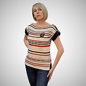 Одежда handmade. Livemaster - original item Striped top made of knitted knitwear. Handmade.