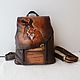Women's leather backpack with engraving and painting to order for Olesya, Backpacks, Noginsk,  Фото №1