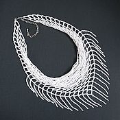 Украшения handmade. Livemaster - original item Necklace kerchief beaded white bactus Slavyanka. Handmade.