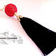 With pendant with black tassel and bead 20mm opletenii red beads, Pendants, Sevastopol,  Фото №1