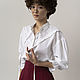 Белая блузка из хлопка, в викторианском стиле, с длинным рукавом. Блузки. Скромное обаяние (Александра). Ярмарка Мастеров.  Фото №4