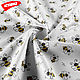 Ткань сатин Пчелки белая с дизайнерским принтом, Ткани, Москва,  Фото №1