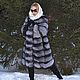 Fur coat black Fox.Sleeve 7/8. the transverse layout, Fur Coats, Omsk,  Фото №1