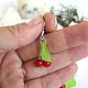 Cherry earrings Winter cherry Red cherry Green Leaf. Earrings. WonderLand. My Livemaster. Фото №5
