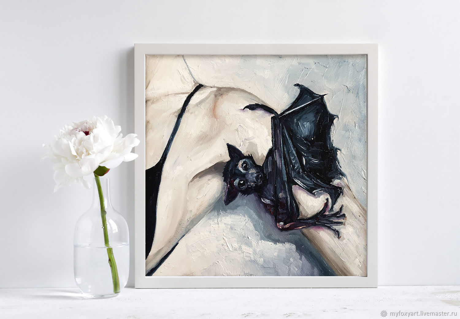 Bat, oil painting on canvas 30h30cm, Pictures, St. Petersburg,  Фото №1