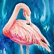 Paradise flamingo watercolor painting, beautiful bird painting, Pictures, Kemerovo,  Фото №1