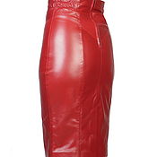Одежда ручной работы. Ярмарка Мастеров - ручная работа Skirts: Red Leather Pencil Skirt. Handmade.
