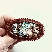 Украшения handmade. Livemaster - original item Brooch-pin: Zhostovo hand-painted beads. Handmade.