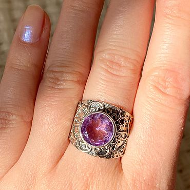 Канцелярские товары ручной работы. Ярмарка Мастеров - ручная работа Аметист натуральный, серебро 925 пробы, ручная работа. Handmade.