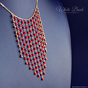 Украшения handmade. Livemaster - original item Cascade necklace with red coral, gold plated 