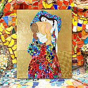 Картины и панно handmade. Livemaster - original item Mosaic painting of natural stones Family / mom, Dad, baby (child). Klimt. Handmade.