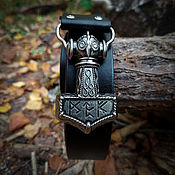 Аксессуары ручной работы. Ярмарка Мастеров - ручная работа Thor`s Hammer with runes — belt with buckle. Handmade.