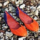 Ballet flats from Python pointy toe Orange with Blueberries
