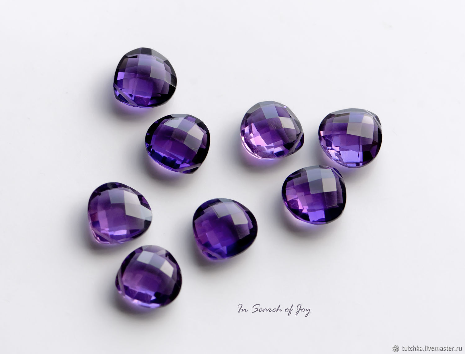 Кварц Пурпурный аметист граненое сердце бриолет 14мм купить в интернет ...